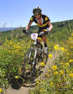 Lance on his way to winning the Colorado MTB championship Aug. 8 at Snowmass.