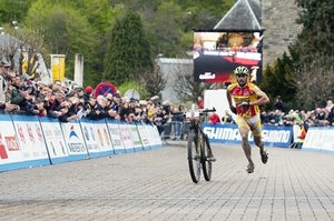 Jose Antonio Hermida celebrates his victory in an unusual way. Courtesy photo
