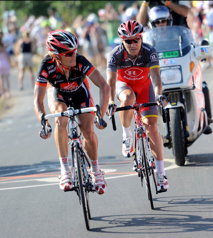 Sergio Paulinho on his way to winning stage 10 of the 2010 Tour de France. Photo: <a href="http://www.GrahamWatson.com">Graham Watson</a>