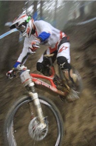 Greg Minnaar on course. Photo courtesy Bikepark.ch - Worldcup MTB 2010