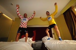 2010 Tour de France stage 2, Chavanel and Pineau celebrate 2010 Tour de France stage 2, Chavanel and Pineau celebrate