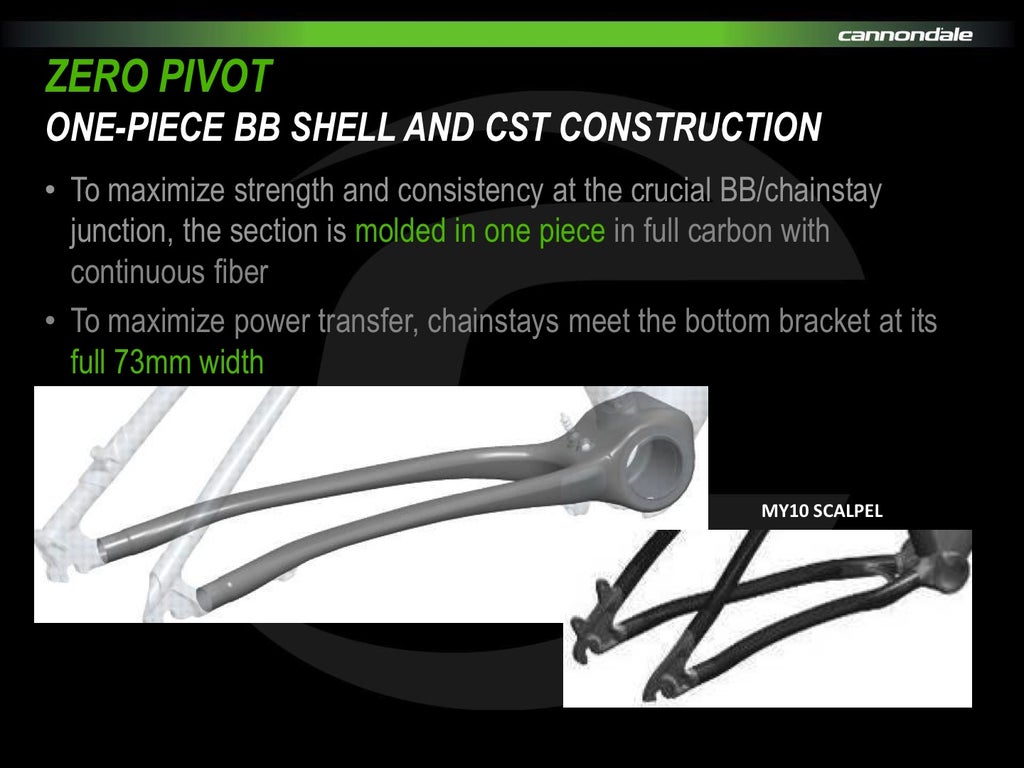 Like on the SuperSix road bike, the chainstays and bottom bracket shell (73mm-wide BB30) are molded in a single piece.