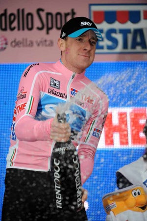 Sky Highs and Sky Lows: Bradley Wiggins on the Giro prologue podium Sky Highs and Sky Lows: Bradley Wiggins on the Giro prologue podium