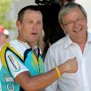 2009 Tour Down Under. Lance Armstrong and Prime Minister Kevin Rudd 2009 Tour Down Under. Lance Armstrong and Prime Minister Kevin Rudd