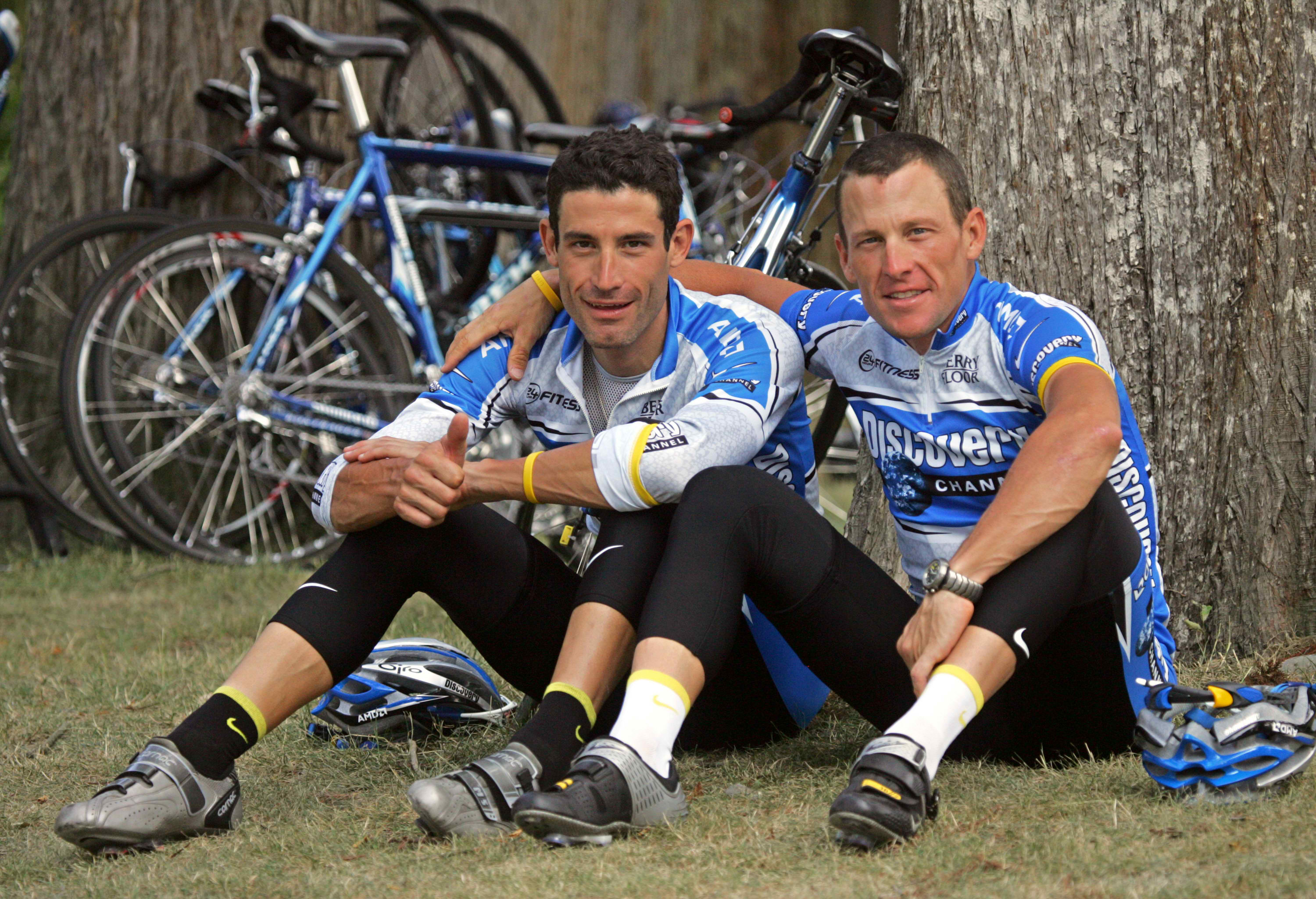 George Hincapie and Lance Armstrong during Discovery Channel days.