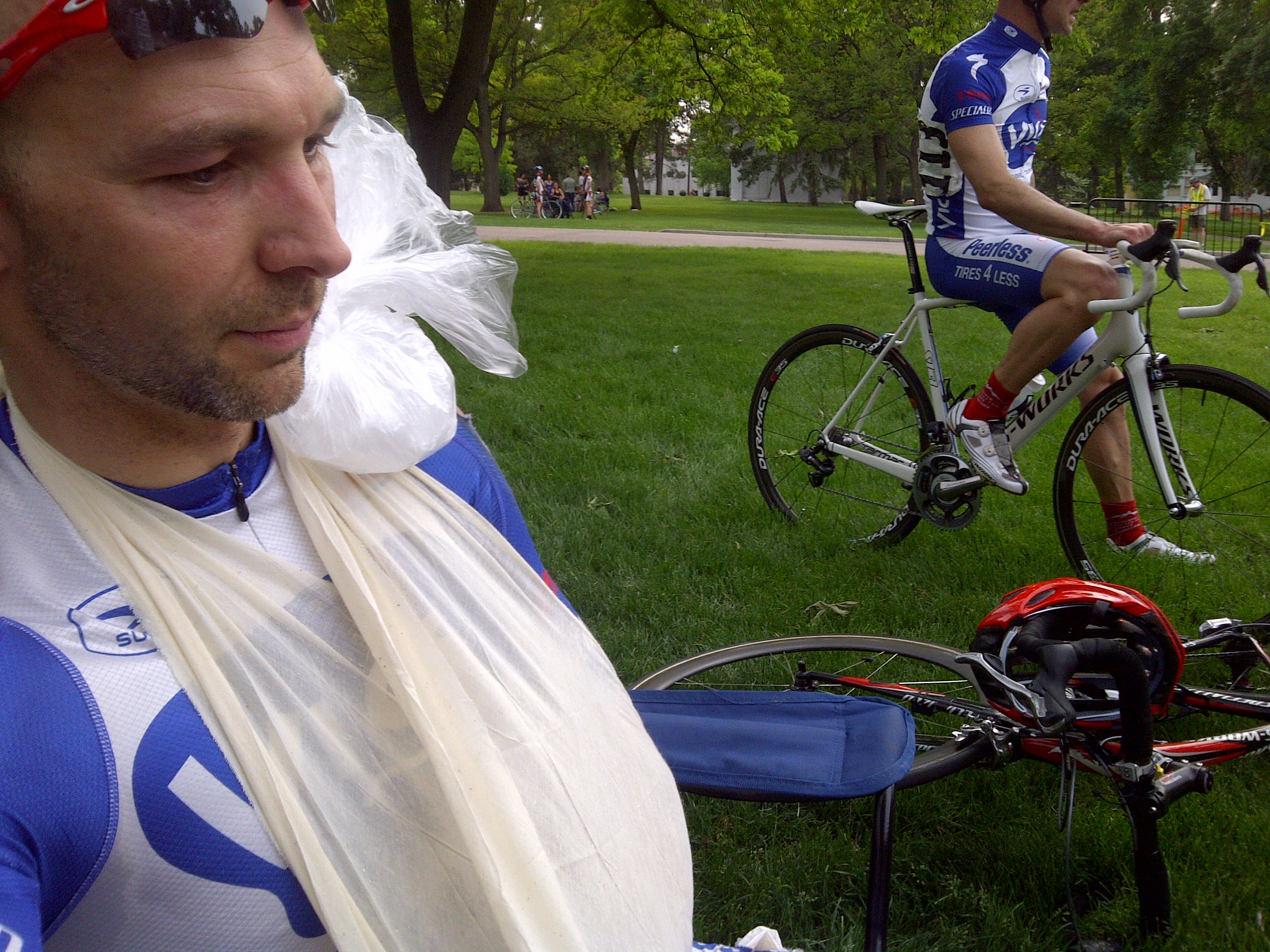 Neal Henderson after his crash. Photo courtesy Boulder Center for Sports Medicine.