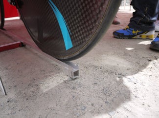 2011 Tour de France, stage 2, UCI saddle check, jig 2011 Tour de France, stage 2, UCI saddle check, jig