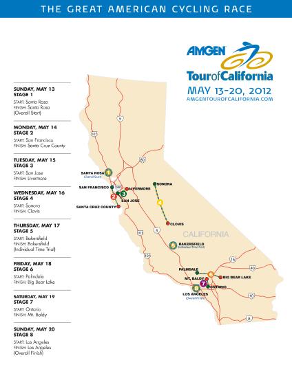2012 Tour of California route