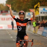 Sanne Van Paassen celebrates a big win at Koppenbergcross 2011 Koppenbergcross
