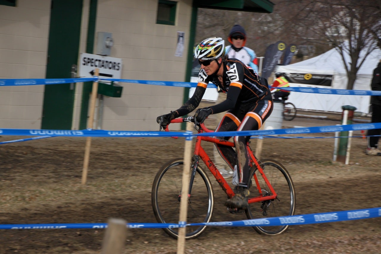 Racing cyclocross nationals with the Wheels Mfg. Campy-adapted Dura-Ace cogset. Photo: Jon Patz
