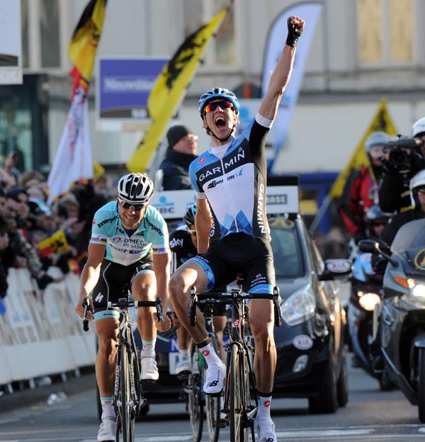 Sep Vanmarcke wins the 2012 Omloop Het Nieuwsblad. Photo: Graham Watson | <a href="http://www.grahamwatson.com">www.grahamwatson.com</a> 