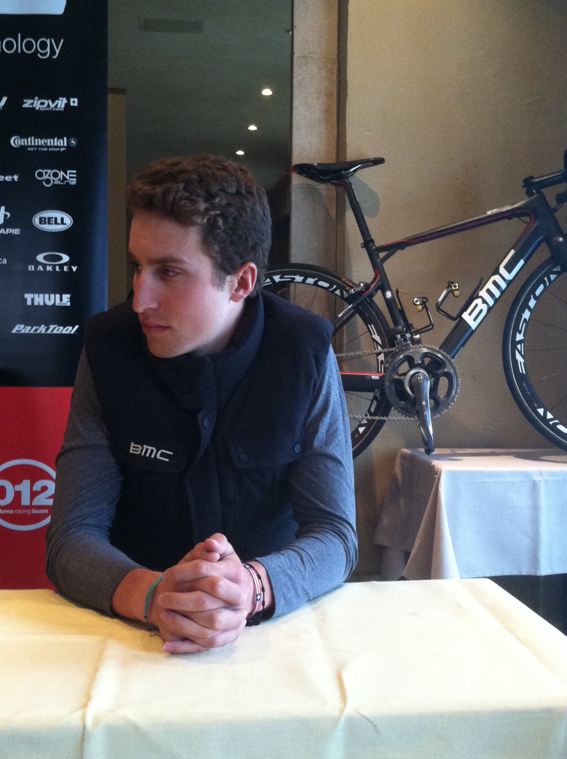 BMCs Taylor Phinney readies for 2012 Paris-Roubaix.  Photo by Dan Wuori