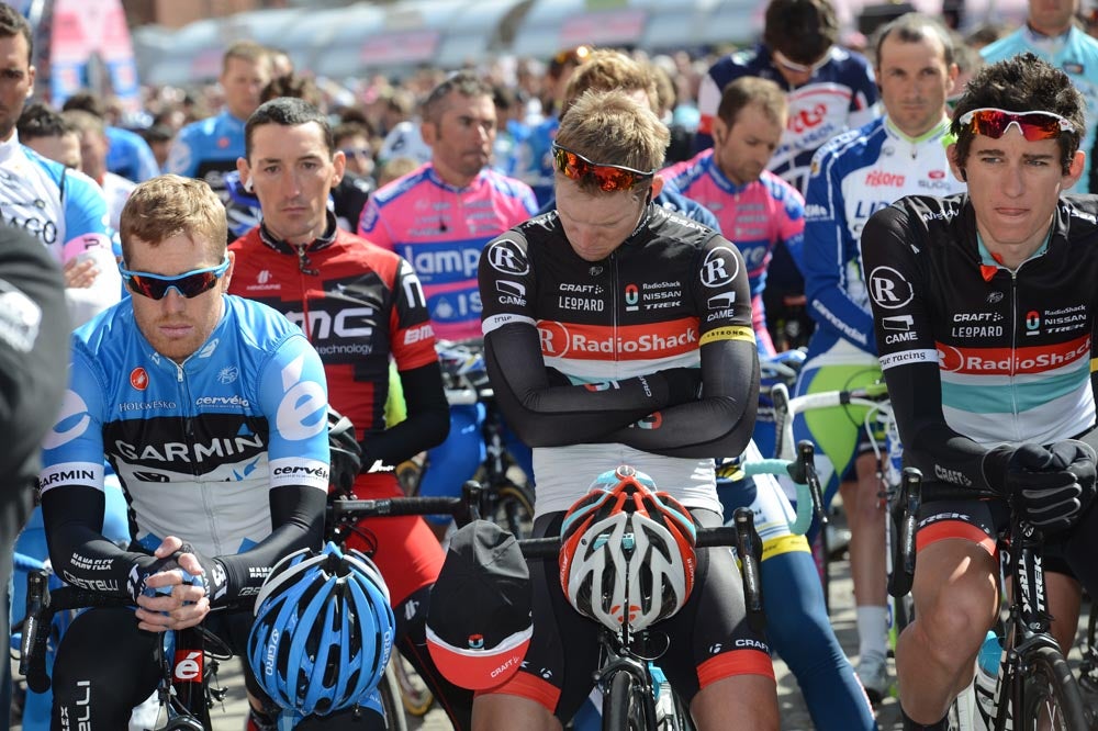 Farrar and other friends of Wouter Weylandt remembered him on the one-year anniversary of his death. Photo: Graham Watson | <a id="www.grahamwatson.com" href="http://grahamwatson.com">www.grahamwatson.com</a>