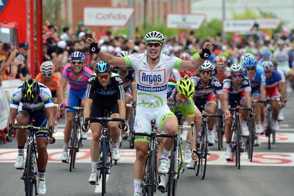 John Degenkolb sprints to victory in stage 2 of the Vuelta a España. Photo: Graham Watson | <a href="http://www.grahamwatson.com">www.grahamwatson.com</a>