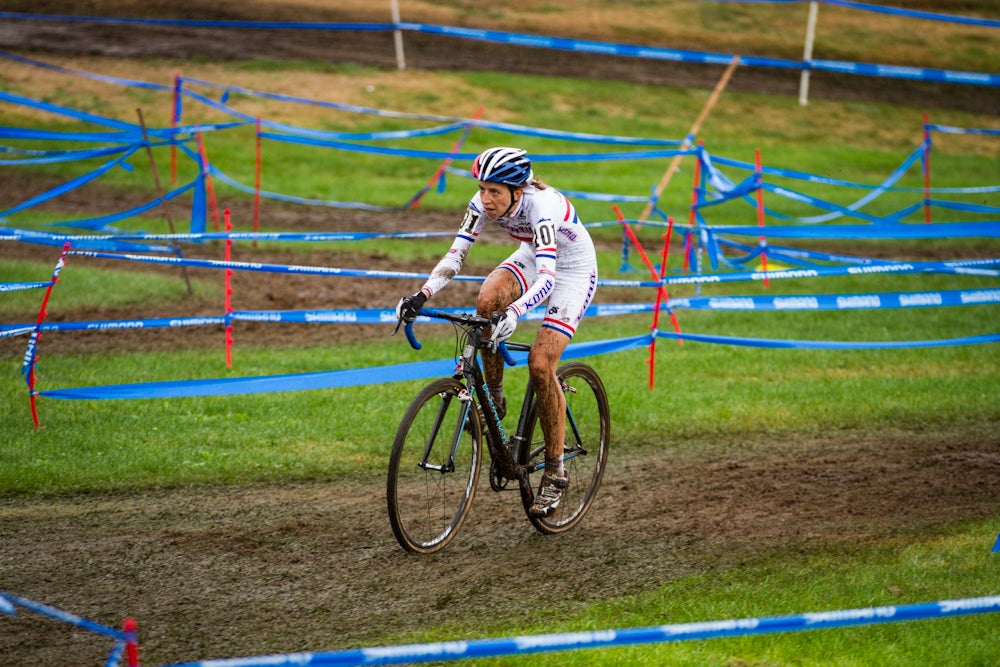 Wyman rides without a soul in sight, halfway through the second lap. Photo: BrakeThrough Media