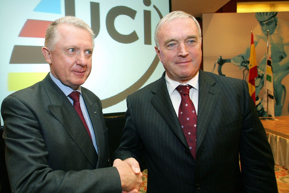 Hein Verbruggen and Pat McQuaid come under examination in the CIRC report. Photo: AFP (file)