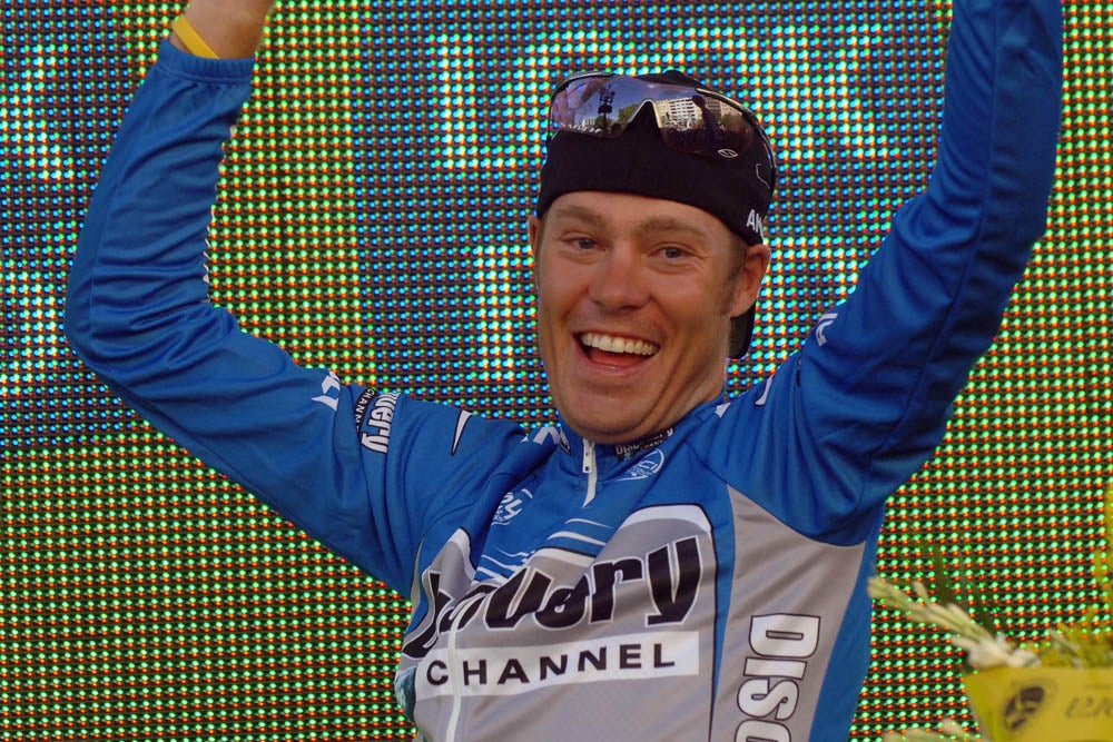 Tom Danielson, shown here after winning stage 17 of the 2006 Vuelta a España, is among the riders required by the UCI to pay back prize money. Photo: Graham Watson | <a id="www.grahamwatson.com" href="http://grahamwatson.com">www.grahamwatson.com</a>