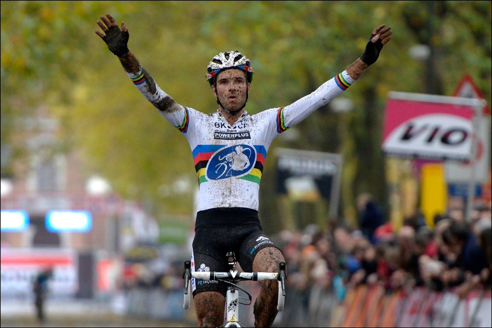 Niels Albert celebrates the win.