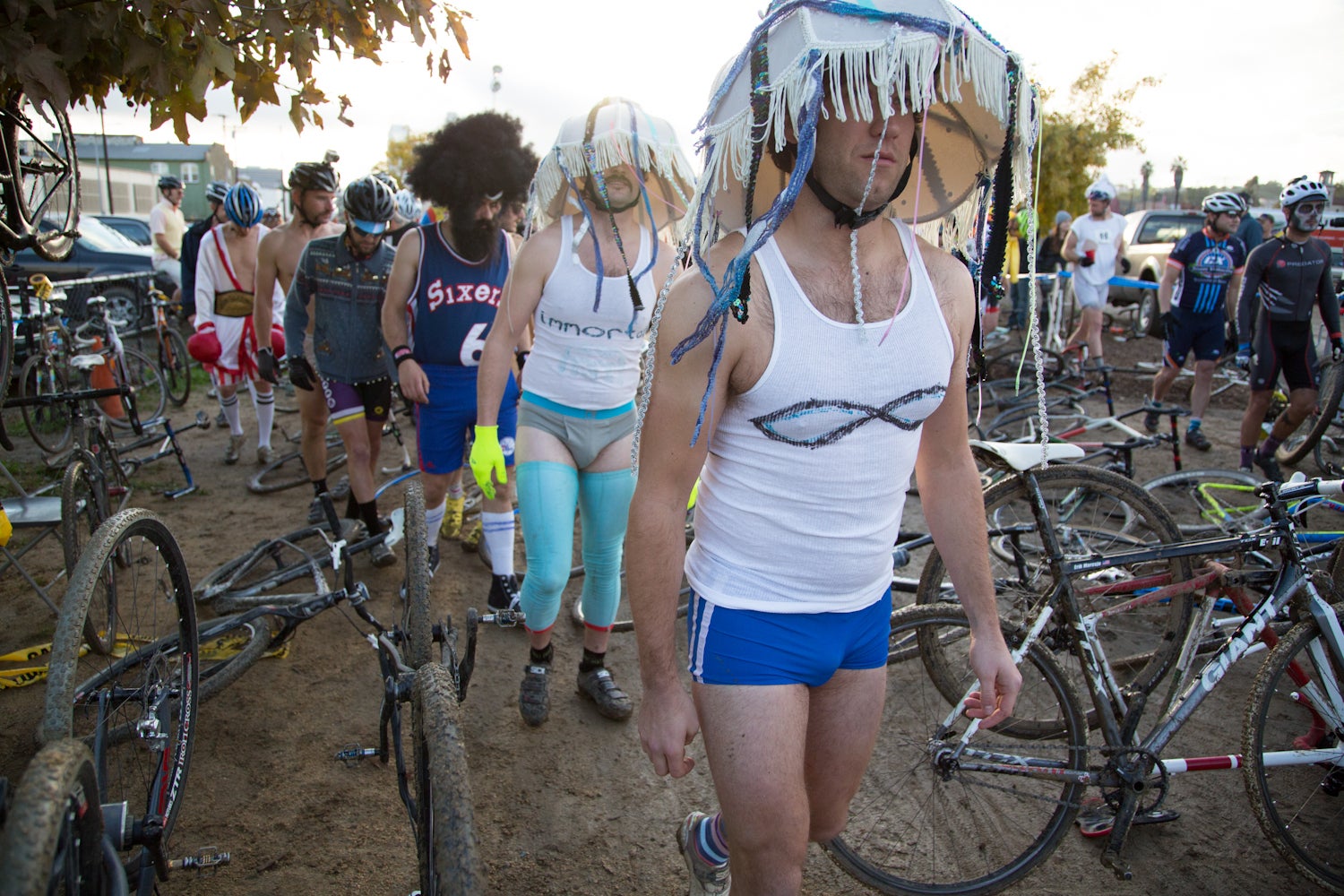 Racers faced a long, indignant march to staging. Photo: Wil Matthews