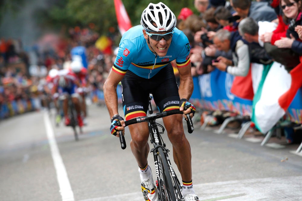 Philippe Gilbert turned around a disappointing 2012 campaign with a single attack on the Cauberg to win the rainbow jersey. Photo: Graham Watson | <a id="www.grahamwatson.com" href="http://grahamwatson.com">www.grahamwatson.com</a>