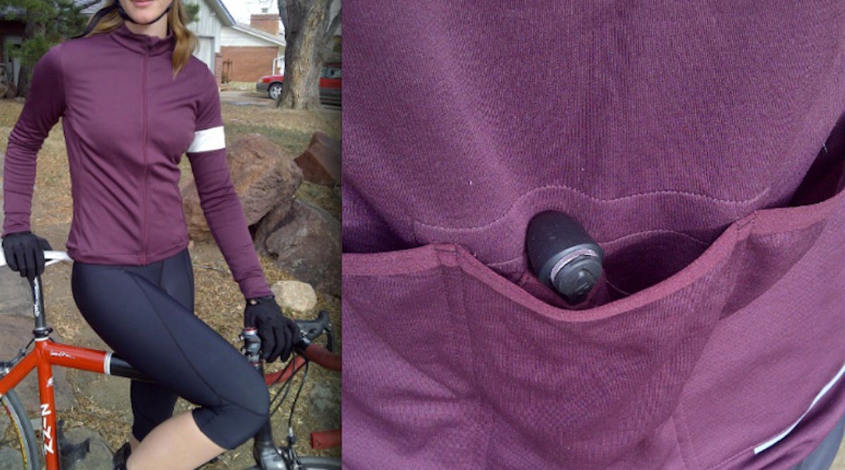 Rapha's Women's Long Sleeve Jersey has abundant pockets, a drawstring and extra-long sleeves. Photo: Emily Zinn | VeloNews.com