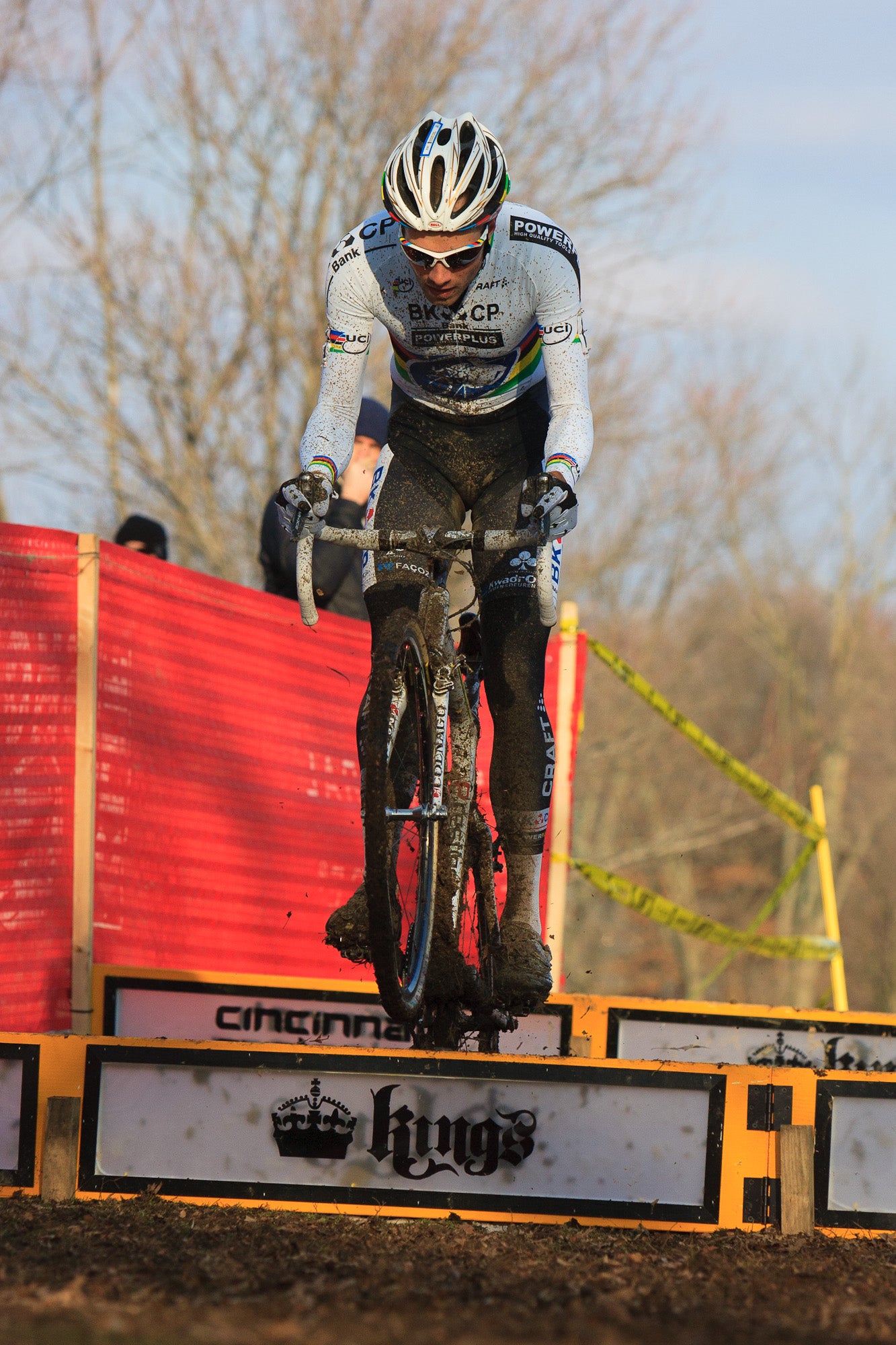 World champion Niels Albert rides the barriers en route to victory. Photo: Kent Baumgardt
