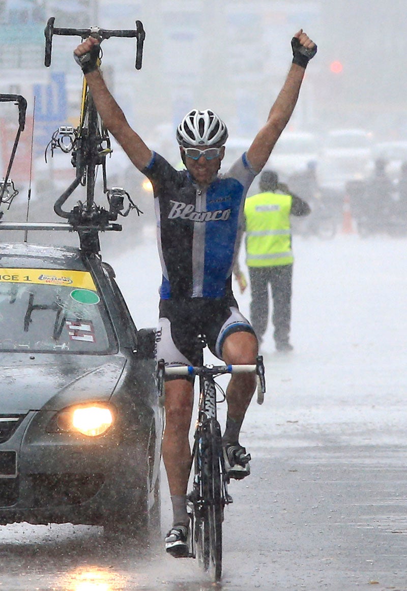 Thomas Leezer won a rainy stage on Tuesday, giving Blanco its thrid stage win at Langkawi. Photo: VeloNews.com
