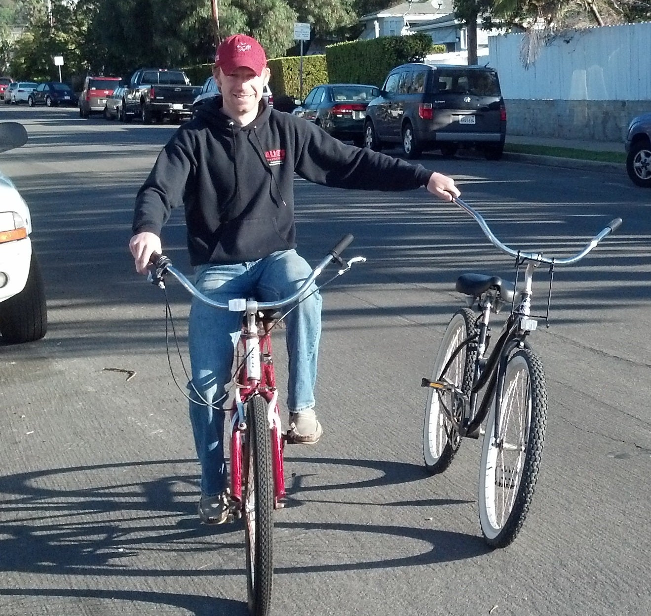 Riding to breakfast in Pacific Beach.