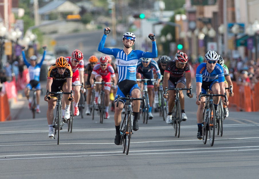 Kiel Reijnen rides that big blue train right into the station at the 2013 Tour of the Gila. Photo: Casey B. Gibson | <a href="http://www.cbgphoto.com">www.cbgphoto.com</a>