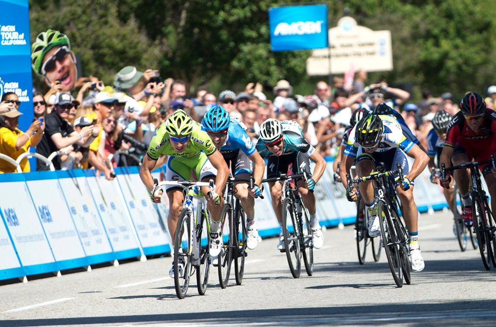 Peter Sagan came out of nowhere to win his record ninth career stage of the Amgen Tour of California. Photo: Casey B. Gibson | <a href="http://www.cbgphoto.com">www.cbgphoto.com</a>