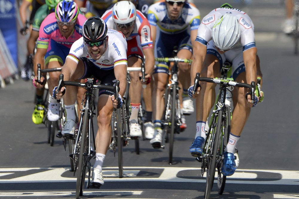 Marcel Kittel (right) narrowly edged sprint king Mark Cavendish in stage 12. Photo: Graham Watson | <a id="www.grahamwatson.com" href="http://grahamwatson.com">www.grahamwatson.com</a>