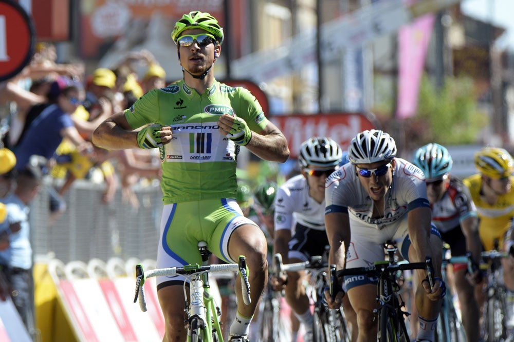 Peter Sagan won the intermediate sprint on Friday, and later won the final sprint to earn the stage victory. Photo: Graham Watson | <a id="www.grahamwatson.com" href="http://grahamwatson.com">www.grahamwatson.com</a>