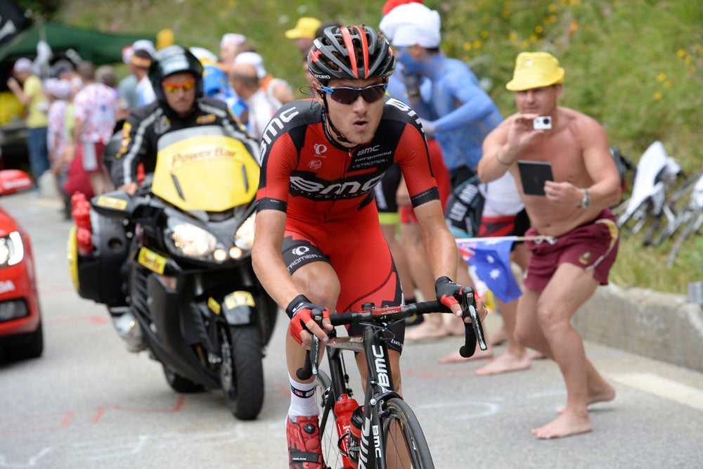 Tejay van Garderen looked set for his first Tour stage win until Christophe Riblon crashed his part on l'Alpe d'Huez. Photo: Casey B. Gibson | <a id="www.cbgphoto.com" href="http://cbgphoto.com">www.cbgphoto.com</a>