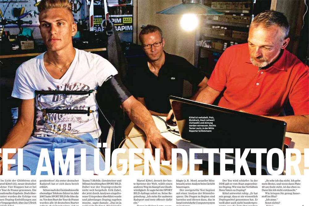 Marcel Kittel underwent a polygraph test concerning doping for Germany's Sport Bild magazine.