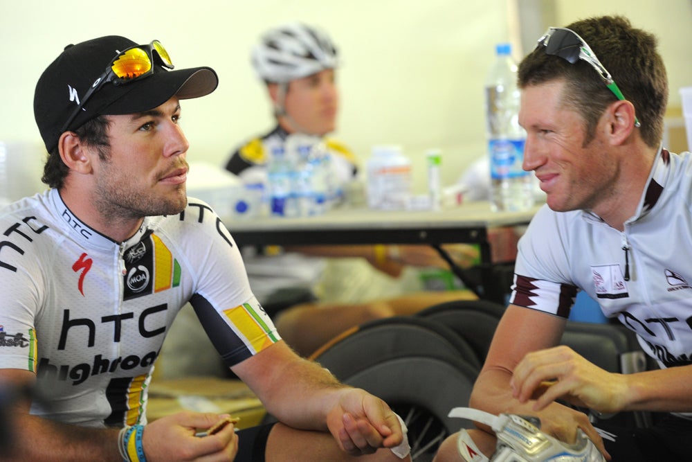Mark Cavendish (left) and Mark Renshaw were teammates on HTC-Highroad for three years. Photo: Graham Watson | <a id="www.grahamwatson.com" href="http://grahamwatson.com">www.grahamwatson.com</a>