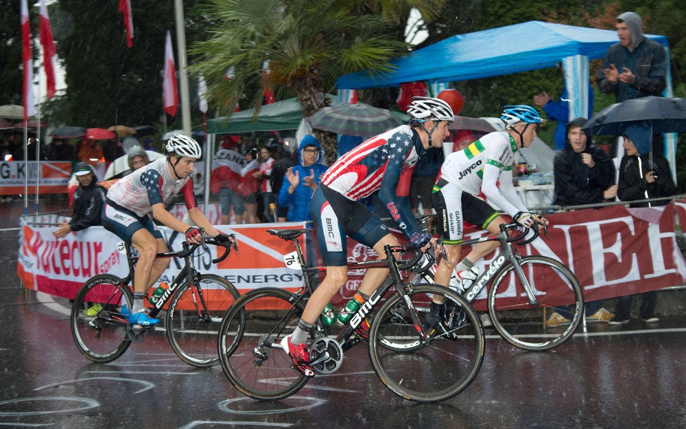 Tejay van Garderen and Taylor Phinney at the 2013 UCI road worlds. Photo: Casey B. Gibson | <a href="http://www.cbgphoto.com">www.cbgphoto.com</a>