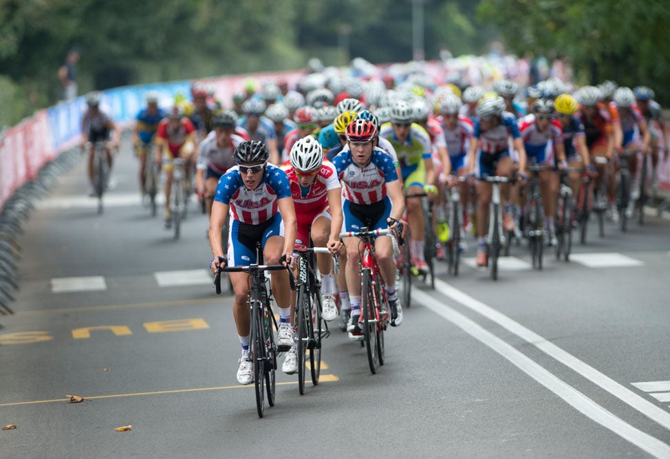 Americans controlled the front of the peloton on the first trip up the Fiesole climb. Photo: Casey B. Gibson | <a href="http://www.cbgphoto.com">www.cbgphoto.com</a>