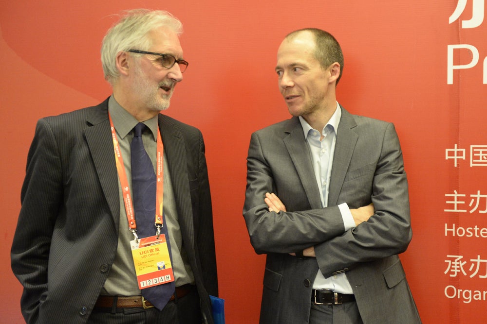 Brian Cookson (left) and Alain Rumpf will meet in Beijing to discuss the future of Global Cycling Promotions. Photo: Graham Watson | <a id="www.grahamwatson.com" href="http://grahamwatson.com">www.grahamwatson.com</a>