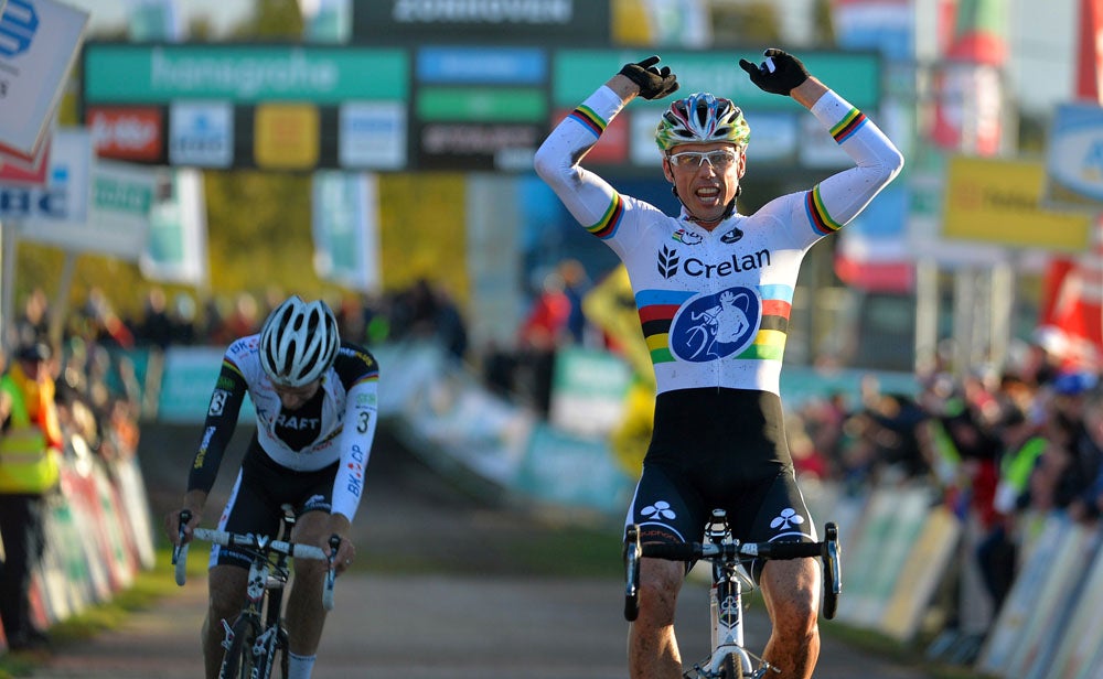 Sven Nys beats Niels Albert at the Zonhoven round of the Superprestige series. Photo: VeloNews.com