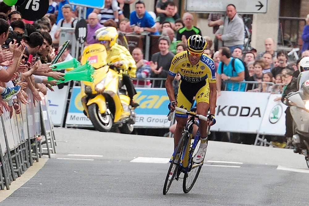 Alberto Contador attacked over the final climb and rode a craft descent to the finish for the stage 1 win and the overall lead. Photo: Tim De Waele | <a href="http://tdwsport.com" target="_blank">TDWsport.com</a>