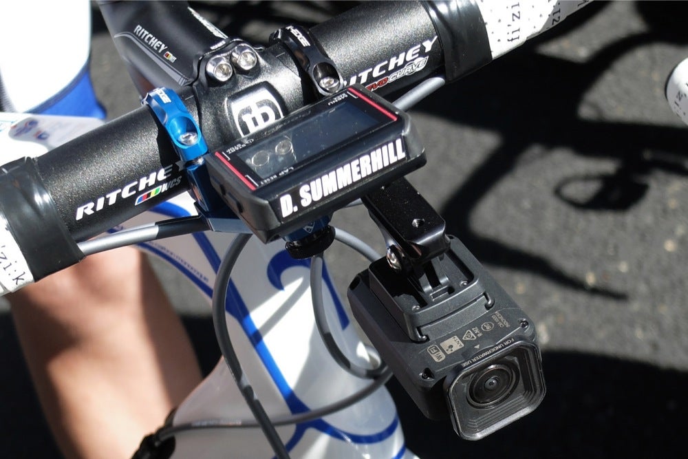 Danny Summerhill of UnitedHealthcare rode with a Shimano CM-1000 camera mounted to his handlebars in stage one. Photo: Logan VonBokel | VeloNews.com