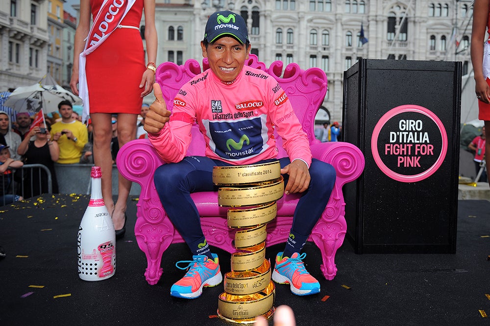 Nairo Quintana is aiming to add to his 2014 trophy case with a win at the Vuelta a España. Doing so would make him only the eighth rider to win the Giro and the Vuelta in the same season. Photo: Tim De Waele | <a href=http://www.tdwsport.com target="_blank">TDWsport.com</a>
