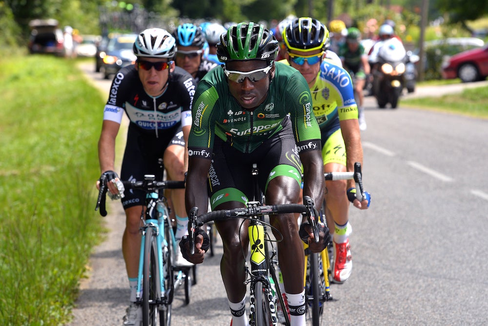 Kevin Reza rode in the breakaway on stage 16. After the race, there was confusion and controversy about whether or not Michael Albasini made racial slurs during the heat of the moment. Photo: Tim De Waele | <a href="http://tdwsport.com" target="_blank">TDWsport.com</a>