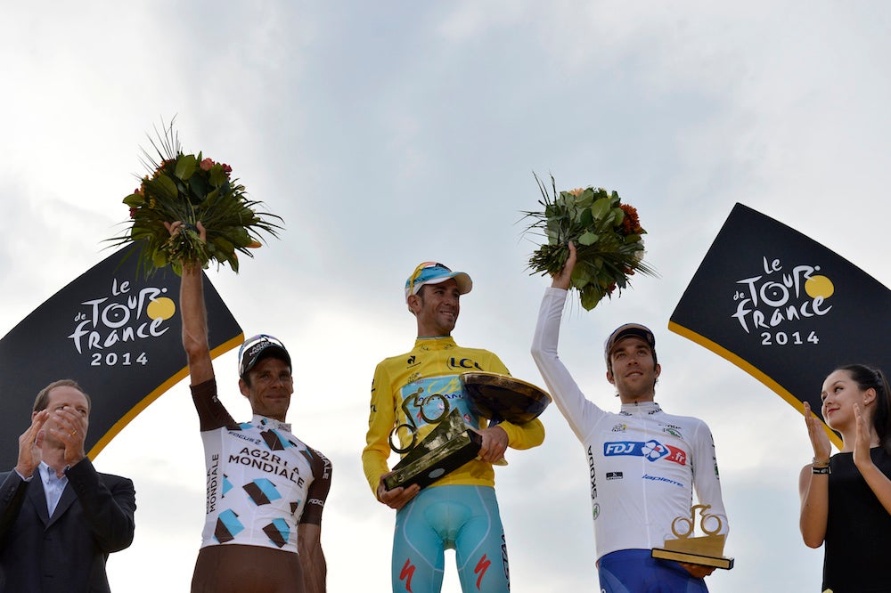 The final podium in the 2014 Tour de France. Photo: AFP