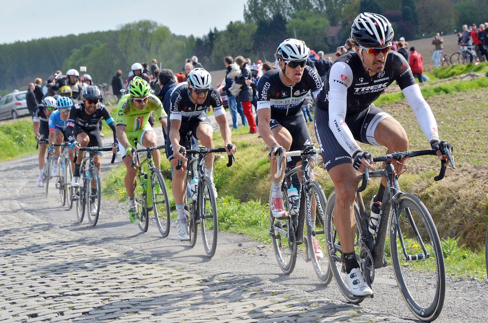 Classics specialists Fabian Cancellara (right), Tom Boonen (center), and Peter Sagan (left) are among the favorites for Ponferrada worlds who are using the Vuelta to hone their form. Photo: Tim De Waele | <a href="http://tdwsport.com" target="_blank">TDWsport.com</a>.