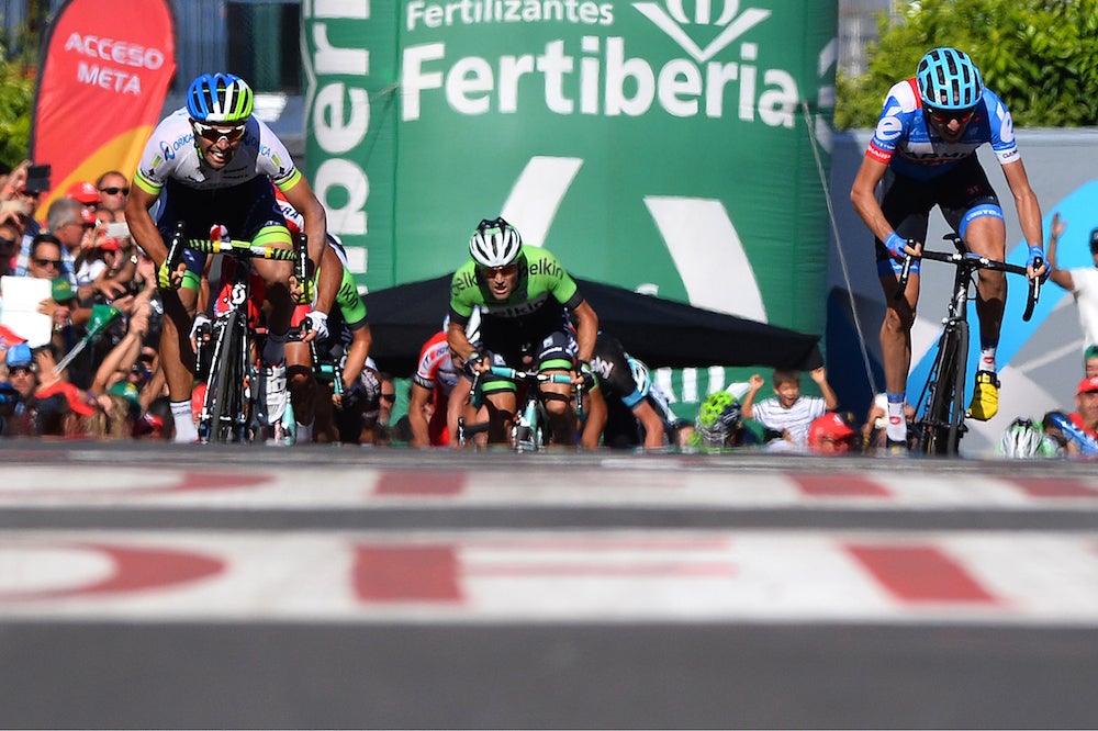 A short, steep rise in the final kilometer made the sprint favorable for riders like Michael Matthews (Orica-GreenEdge), and Dan Martin (Garmin-Sharp). Photo: Tim De Waele | <a href="http://tdwsport.com" target="_blank">TDWsport.com</a>