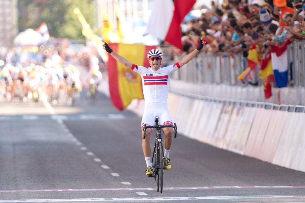 Sven Erik Bystrom won the U23 road race with a breakaway on the final climb, and was able to stay away to the finish. Photo: Casey B. Gibson | <a href="http://www.cbgphoto.com">www.cbgphoto.com</a>
