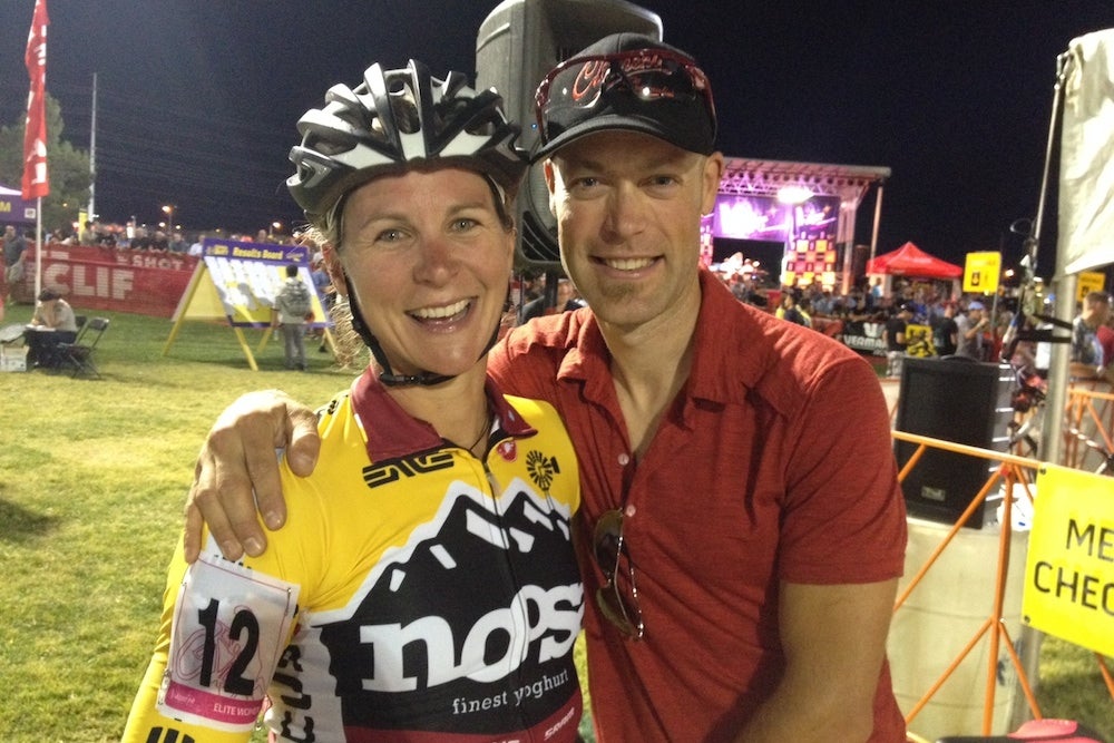 Meredith Miller and her husband Johs Huseby after her win at CrossVegas 2014. Photo: Neal Rogers | VeloNews.com