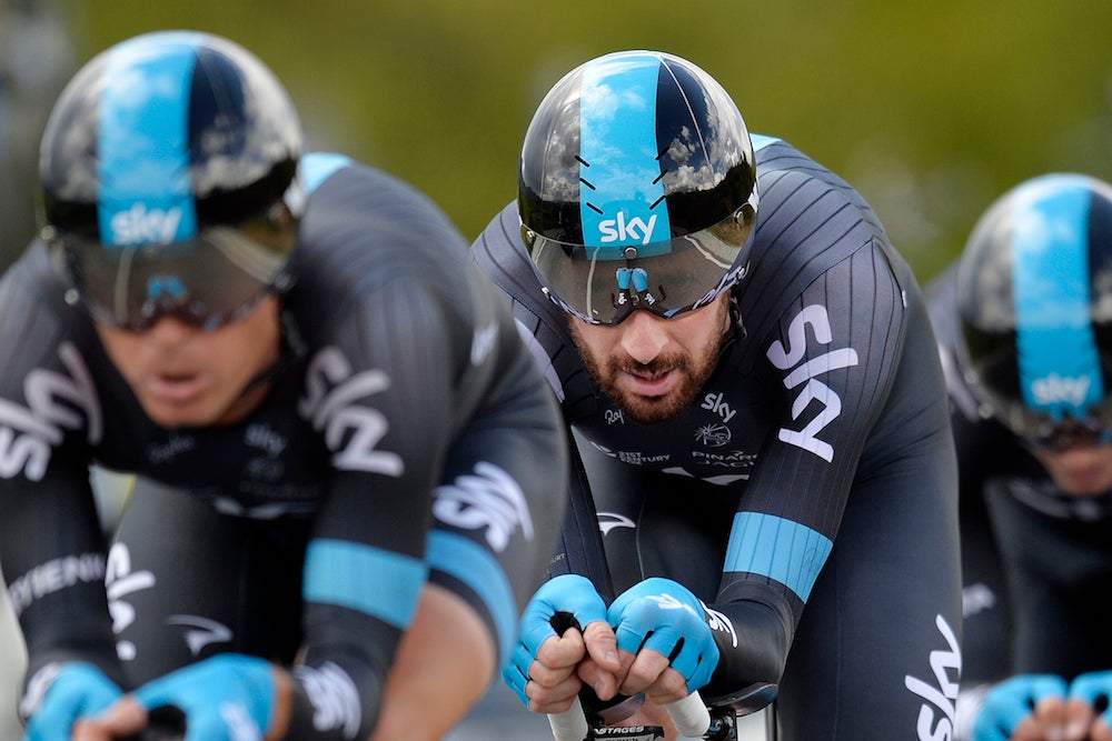 Bradley Wiggins put the team on his back in Sunday's world team time trial championships. Though his Sky team was down two riders midway through the test, Wiggins drove the pace to finish just shy of the medal stand. Photo: Tim De Waele | <a href="http://tdwsport.com" target="_blank">TDWsport.com</a>