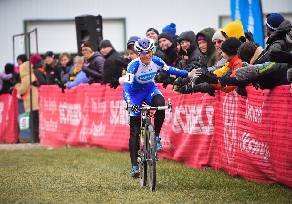 Katerina Nash (Luna Pro Team) notched her sixth consecutive win at the Saturday Jingle Cross race. Without Katie Compton in the field, she really is at a different level from the other racers. Photo: Dave McElwaine